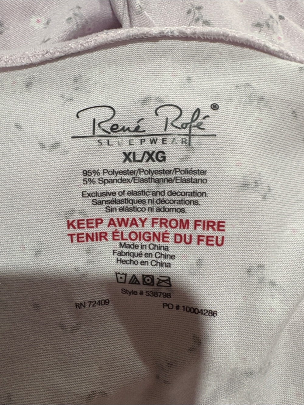 Rene Rofe Light Lavender Floral Lace-Trim Chemise size XL - Picture 11 of 11